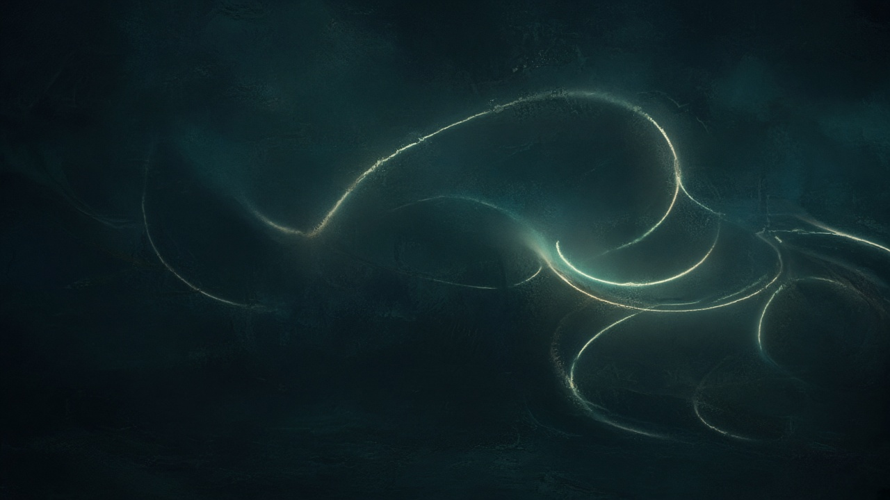 Dark teal field with soft mint neon glow
