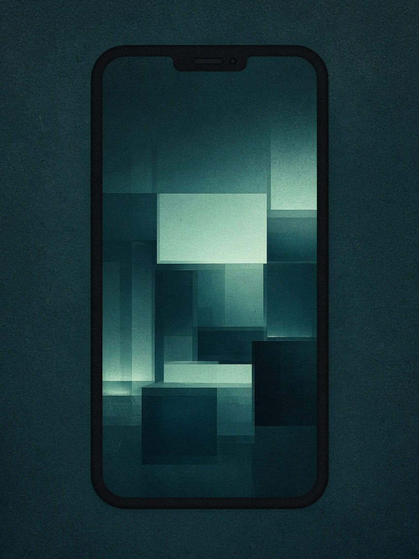 Stylised smartphone showing an abstract casino lobby grid